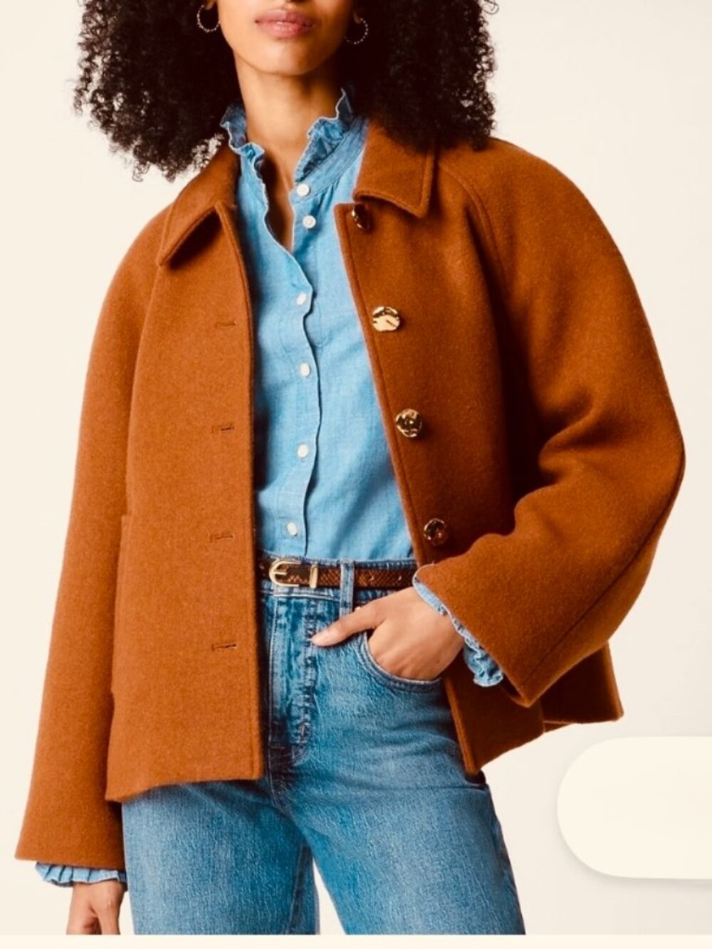 PREPPY J CREW CROPPED SWING COAT - L